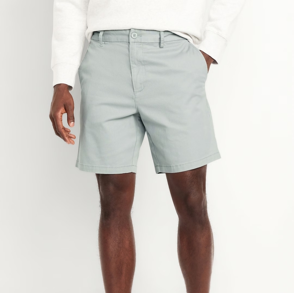 Old Navy Slim Silver Sage Flex Rotation Chino Shorts 8 Inch Seam